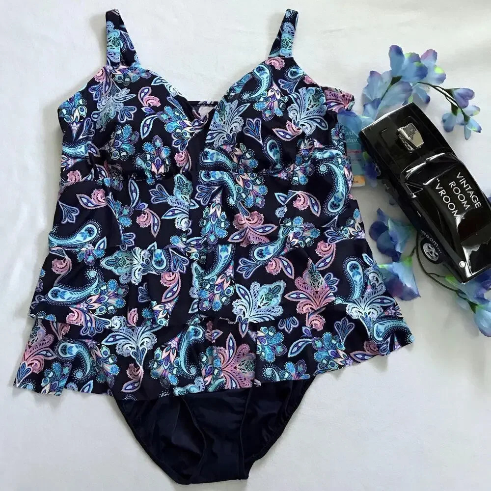 Swim Solutions NWT One Piece Swim Suit Women 24W - Picture 2 of 13